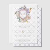 Pastel Lila Floral Monogram Wappen Wedding Pergament Einladungen (Versetzt (Einladung))