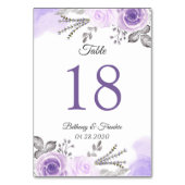 Pastel Lila Floral Wedding Tischnummer Card (Rückseite)