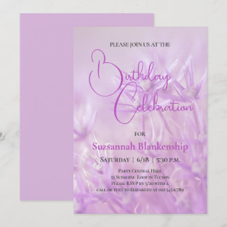 Pastel Lila floraler Hintergrund Geburtstagsparty Einladung