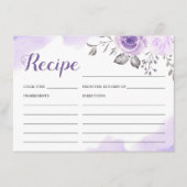 Pastel Lila florales Brautparty Rezept Karte (Vorderseite)