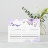 Pastel Lila florales Brautparty Rezept Karte (Stehend Vorderseite)