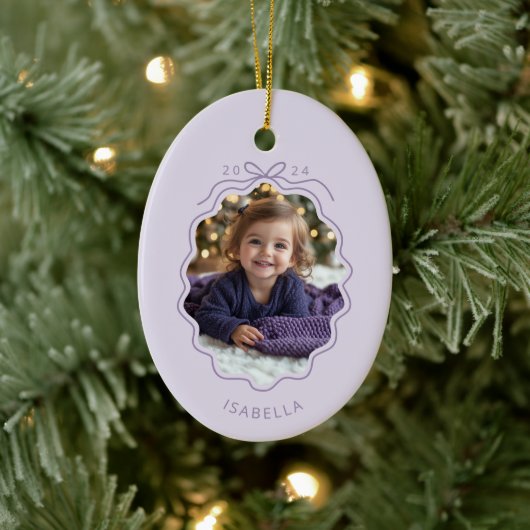 Pastel Lila Foto Einfache Bow Ornament (Baum)