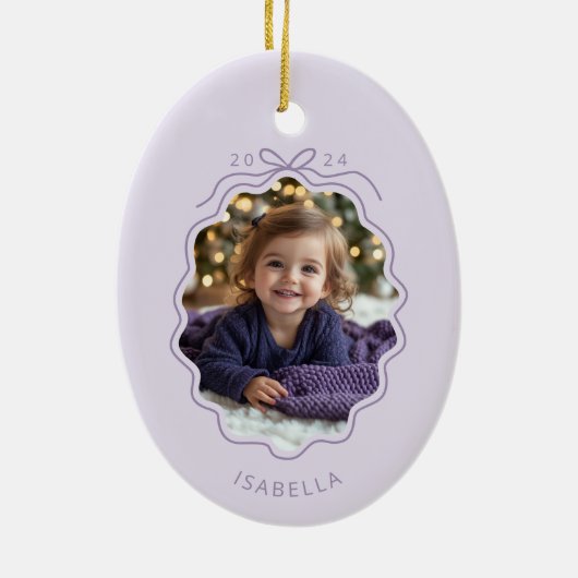 Pastel Lila Foto Einfache Bow Ornament (Hinten)