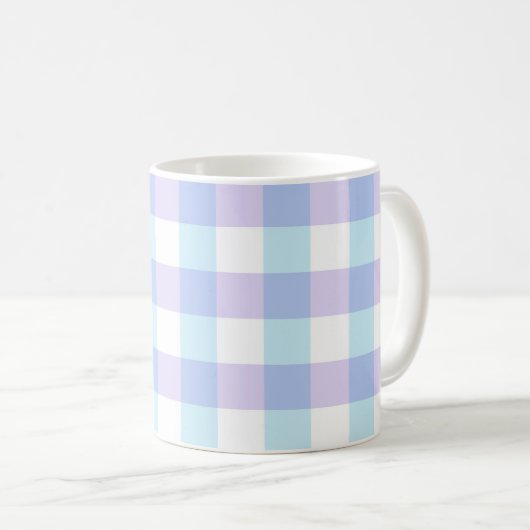 Pastel Lila Gingham Kaffeetasse (VorderseiteRechts)