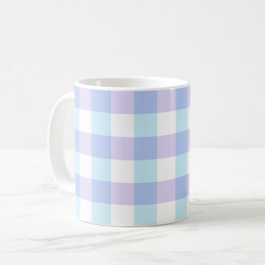 Pastel Lila Gingham Kaffeetasse (Vorderseite Links)