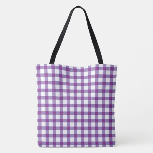 Pastel Lila Gingham Karo Pattern Tasche (Rückseite)