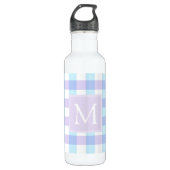 Pastel Lila Gingham Monogram Edelstahlflasche (Vorderseite)