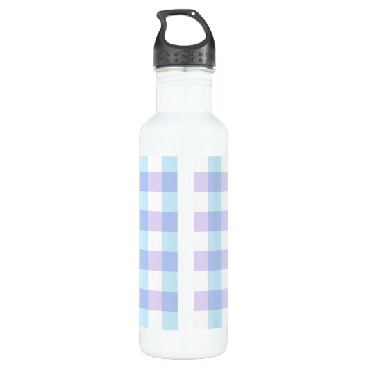 Pastel Lila Gingham Monogram Edelstahlflasche (Rückseite)