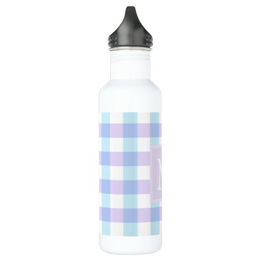 Pastel Lila Gingham Monogram Edelstahlflasche (Links)