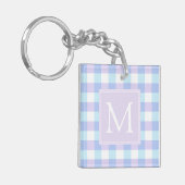 Pastel Lila Gingham Monogram Schlüsselanhänger (Vorderseite links)