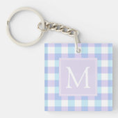 Pastel Lila Gingham Monogram Schlüsselanhänger (Vorderseite)