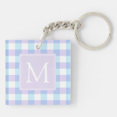 Pastel Lila Gingham Monogram Schlüsselanhänger (Rückseite)