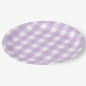 Pastel Lila Gingham Pattern Pappteller (Schrägansicht)