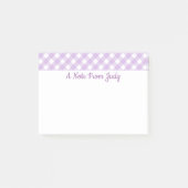 Pastel Lila Gingham Pattern Post-it Klebezettel (Vorderseite)