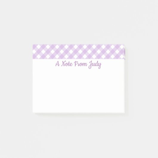 Pastel Lila Gingham Pattern Post-it Klebezettel (Vorderseite)