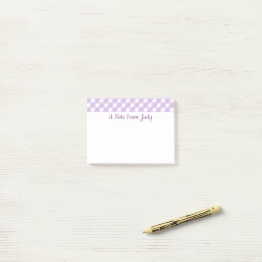 Pastel Lila Gingham Pattern Post-it Klebezettel (Auf Schreibtisch)