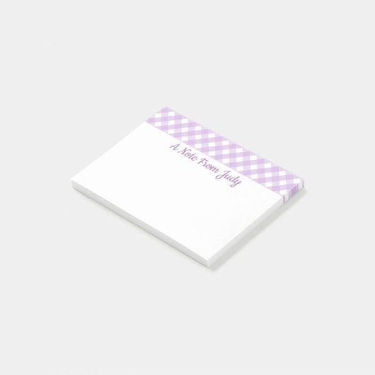 Pastel Lila Gingham Pattern Post-it Klebezettel (angewinkelt)