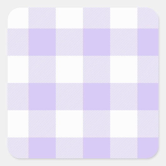 Pastel Lila Gingham Pattern Quadratischer Aufkleber (Vorderseite)