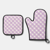 Pastel Lila Gingham Pattern Schürze Ofenhandschuh & Topflappen-Set (Vorderseite)