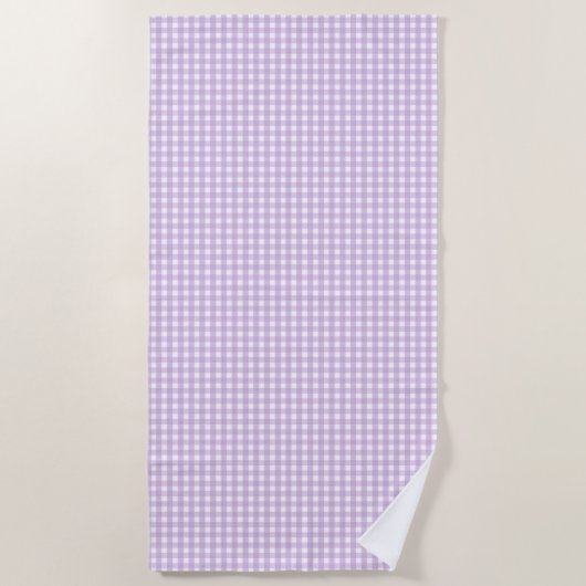 Pastel Lila Gingham Pattern Strandtuch (Vorderseite)