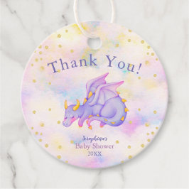 Pastel Lila Girls Dragon Kinderdusche Danke Geschenkanhänger