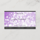 Pastel Lila Glitzer Initials Black Silver Lilac Visitenkarte (Vorderseite)
