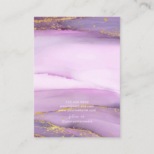 Pastel Lila Gold Edges Earring Holder Visitenkarte (Rückseite)