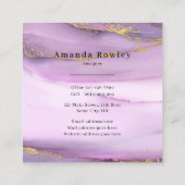 Pastel Lila Gold Edges QR Code Minimalistisch Chic Quadratische Visitenkarte (Rückseite)