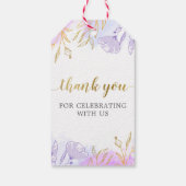Pastel Lila Gold Floral Taufe Vielen Dank Geschenkanhänger (Rückseite)