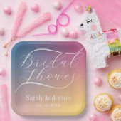 Pastel Lila Gradient Ombre Script Brautparty Pappteller (Party)