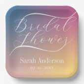 Pastel Lila Gradient Ombre Script Brautparty Pappteller (Vorderseite)