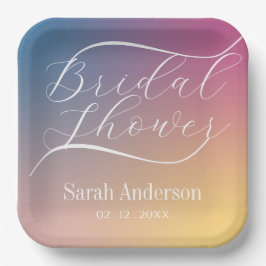 Pastel Lila Gradient Ombre Script Brautparty Pappteller