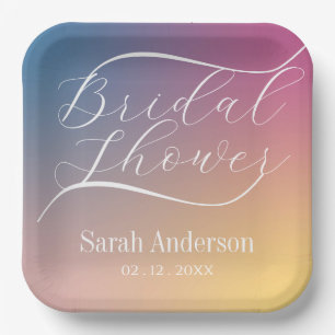 Pastel Lila Gradient Ombre Script Brautparty Pappteller