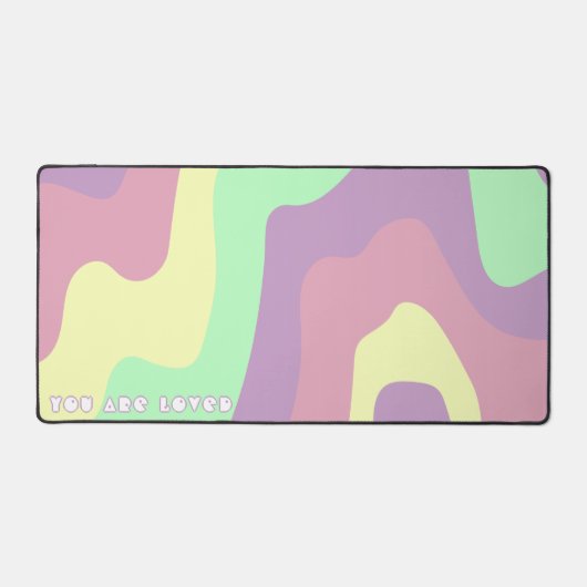 Pastel Lila Green Abstrakt Lines Muster Slogan Schreibtischunterlage (Vorderseite)