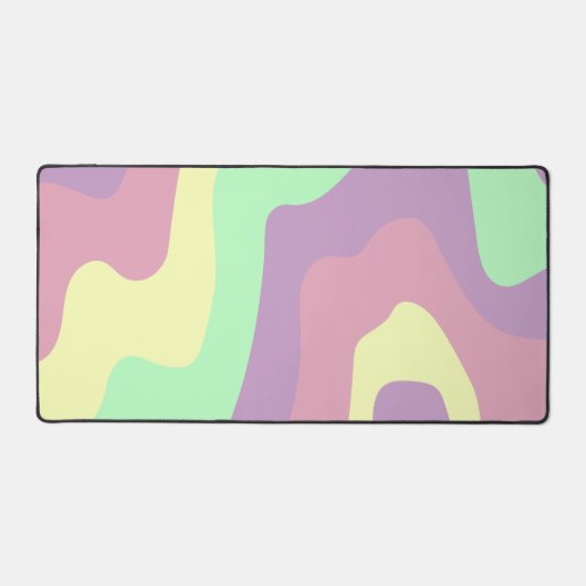 Pastel Lila Green Abstrakt Wavy Lines Muster Schreibtischunterlage (Vorderseite)