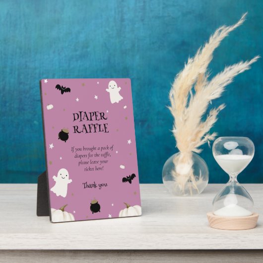 Pastel Lila Halloween-Kinderduschmaschine Windelwa Fotoplatte (Seite)