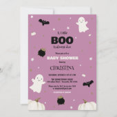 Pastel Lila Halloween Little Boo Baby Dusche Einladung (Vorderseite)