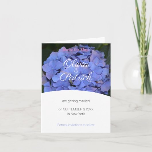 Pastel Lila Hydrangea Hochzeit Speichern Sie das D Einladung (Vorderseite)