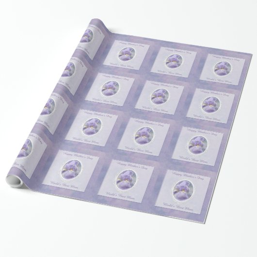 Pastel Lila Iris Mother's Day Wrapping Paper Geschenkpapier (Ungerollt)