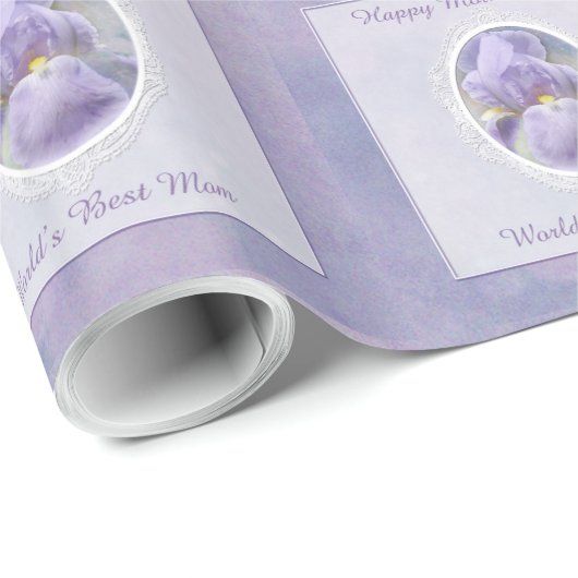 Pastel Lila Iris Mother's Day Wrapping Paper Geschenkpapier (Rolleneckpunkt)