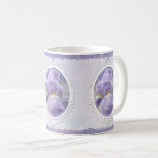 Pastel Lila Iris Tasse Muttertag (VorderseiteRechts)