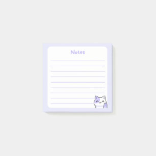 Pastel Lila Kawaii Chibi Kitty Cat Waving Hello Post-it Klebezettel