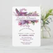 Pastel Lila Lilac Flora Rose Ostern Abendessen Par Einladung (Stehend Vorderseite)