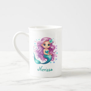 Pastel Lila Little Mermaid Wasserfarbe Geburtstag Porzellantasse