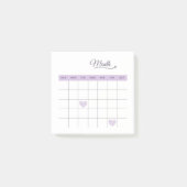 Pastel Lila Minimalistisch Romantischer Monatsplan Post-it Klebezettel (Vorderseite)