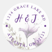 Pastel Lila Modern Boho Wedding Rücksendeadresse Runder Aufkleber (Vorderseite)