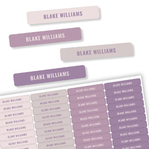 Pastel Lila Modern Girls Name School Etiketten