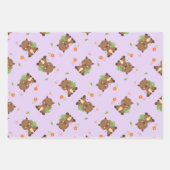 Pastel lila niedlich-braune Igel Geschenkpapier Set (Vorderseite 3)