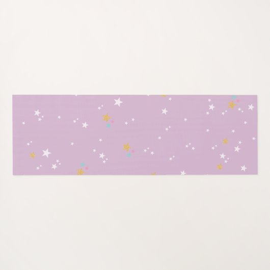 Pastel Lila | Niedliches Regenbogen Einhorn Muster Yogamatte (Rückseite (Horizontal))