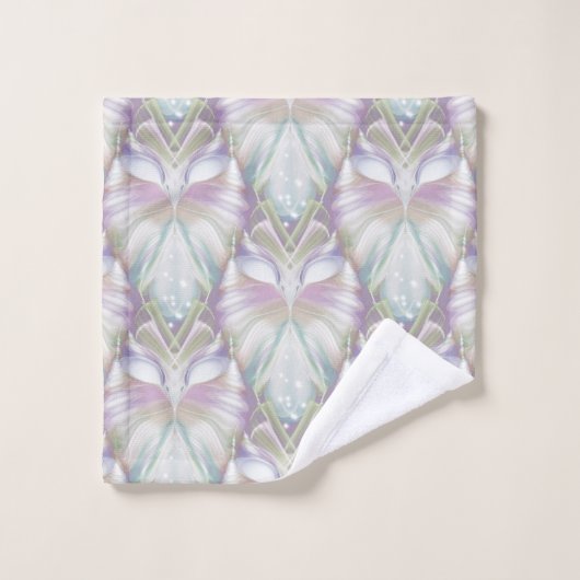 Pastel Lila Oracle Owl Pattern Badhandtuch Set (Waschlappen)